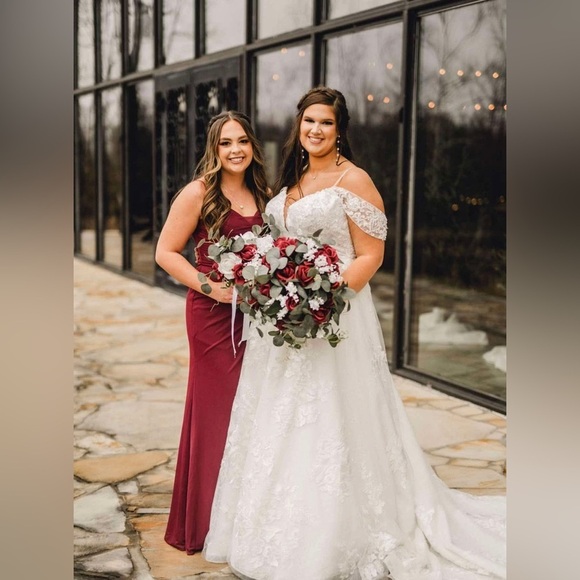 Azazie Dresses & Skirts - Azazie A6 Deep Red / Burgundy Bridesmaid Dress with slit